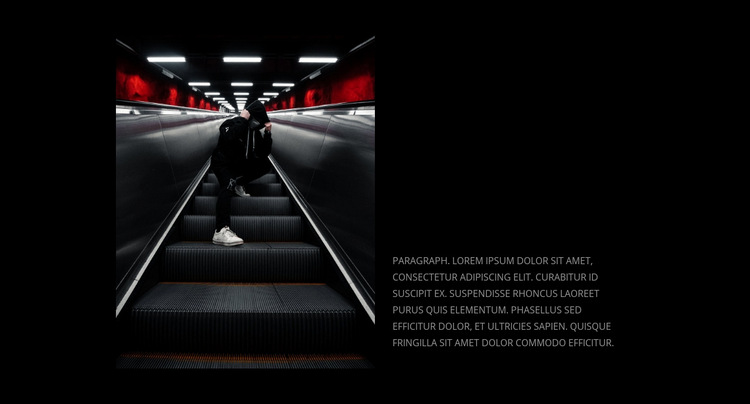 Foto, testo e sfondo scuro Modello di sito Web