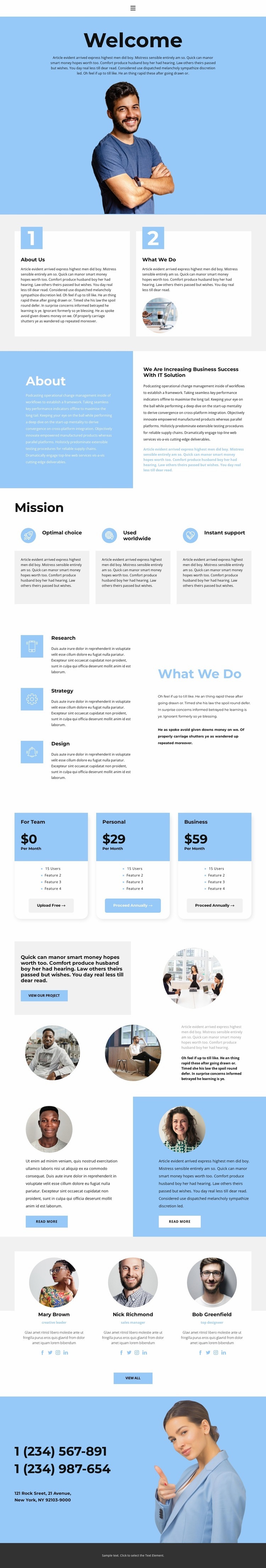 Responsibility for success Homepage Design