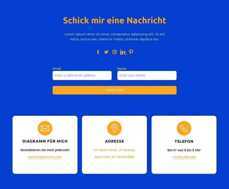 Schick mir eine Nachricht CSS-Vorlage