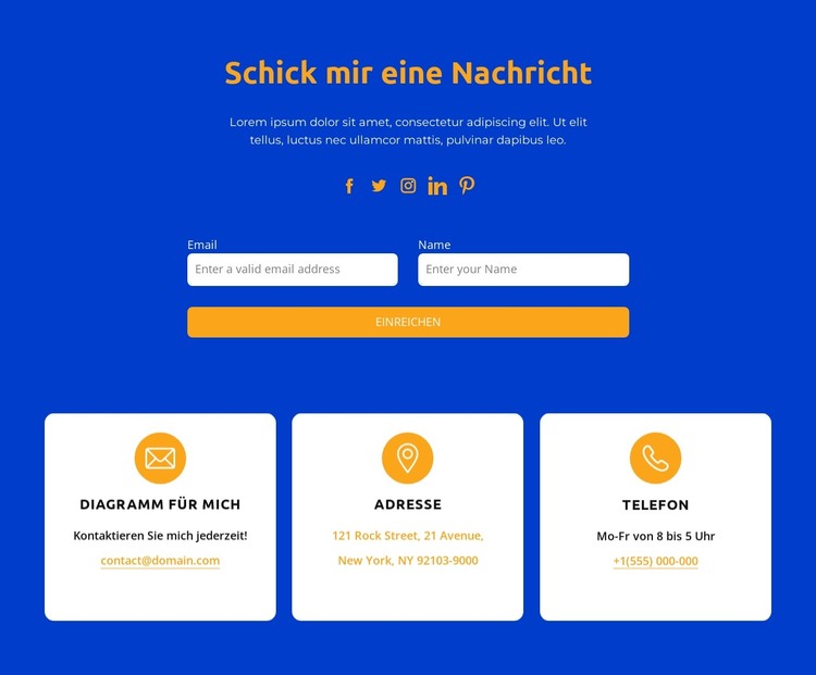 Schick mir eine Nachricht HTML-Vorlage