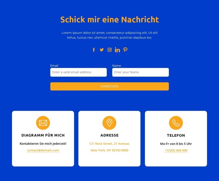 Schick mir eine Nachricht Website Builder-Vorlagen