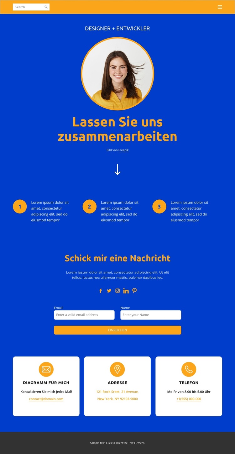 Designer und Entwickler Website-Vorlage