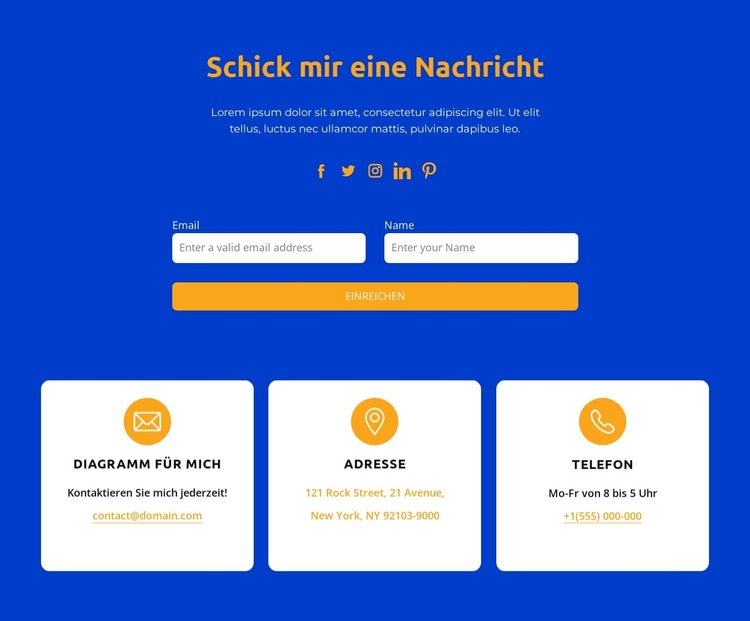 Schick mir eine Nachricht Website-Vorlage