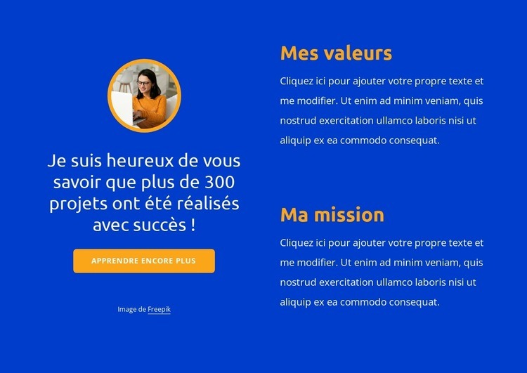 Mes valeurs et ma mission Modèles de constructeur de sites Web