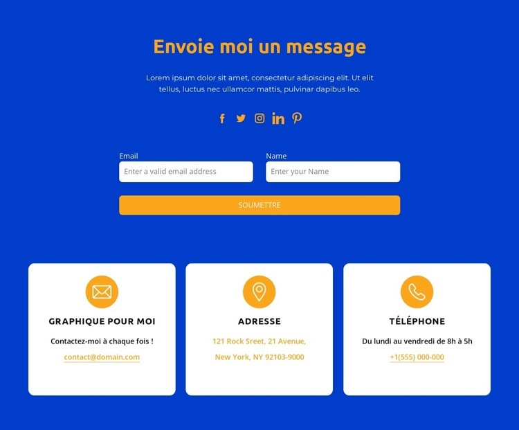 Envoie moi un message Page de destination