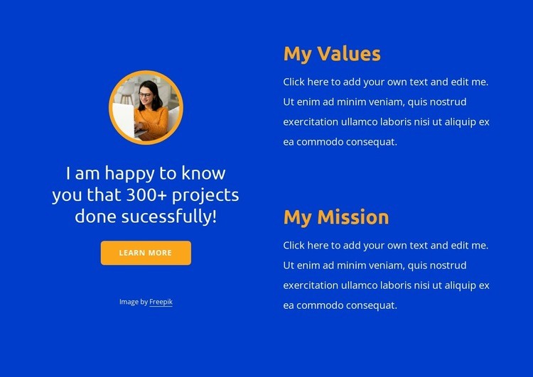 My values and misson Homepage Design