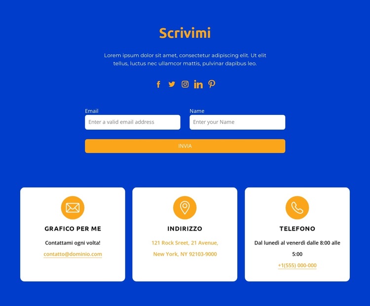 Scrivimi Modello di sito Web