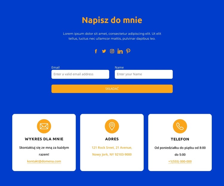 Napisz do mnie Szablon witryny sieci Web