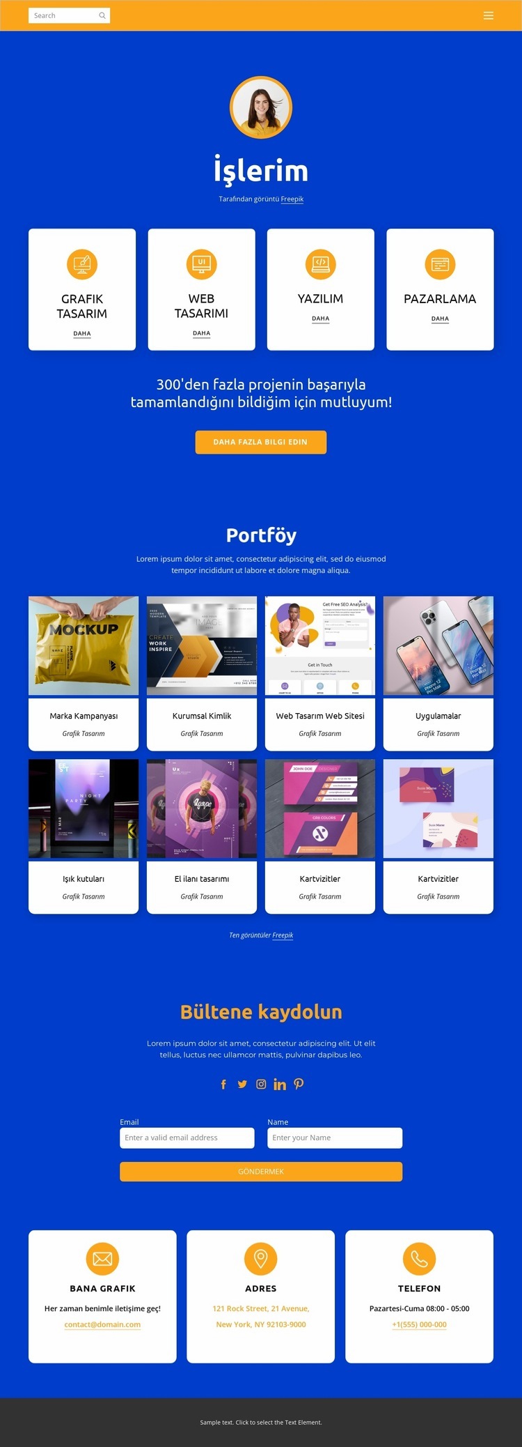 Web tasarımı ve grafik tasarım Açılış sayfası