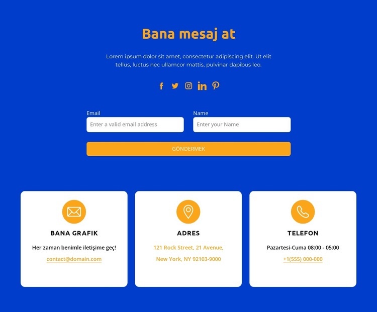 Bana mesaj at Web Sitesi Oluşturucu Şablonları