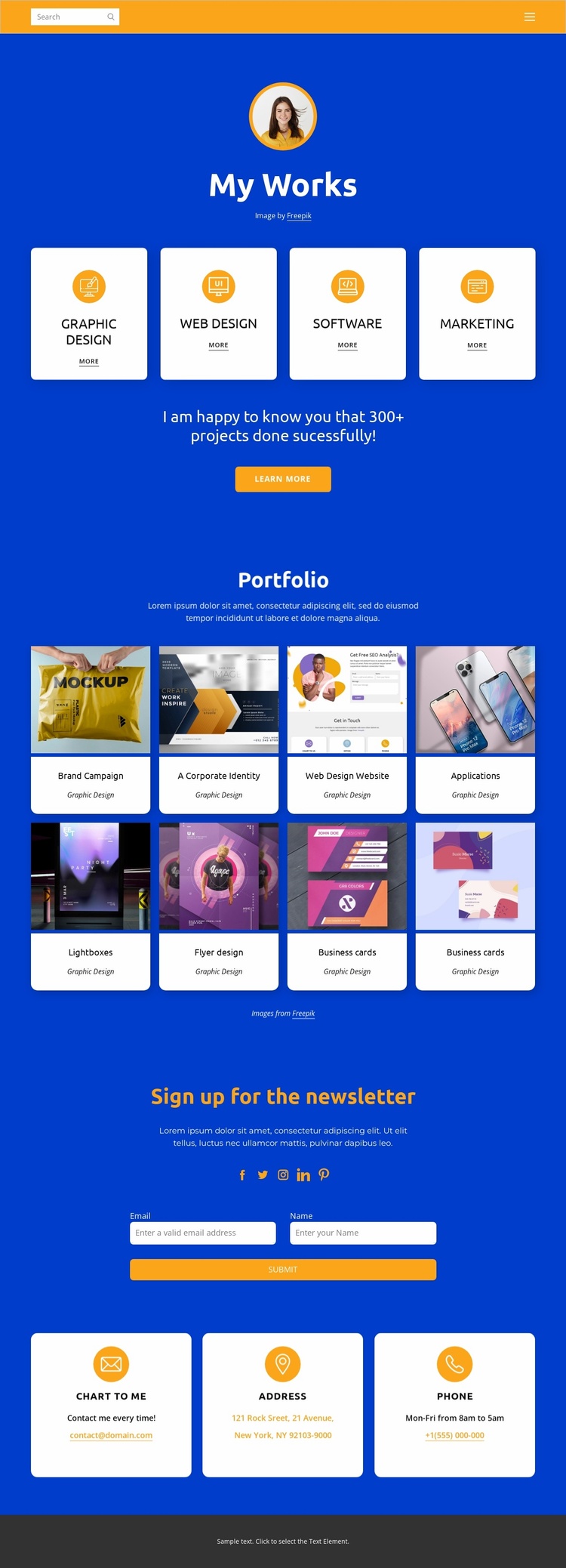 Web design and graphic design Landing Page