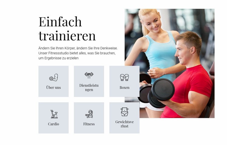 Verschiedene Trainingsprogramme HTML5-Vorlage