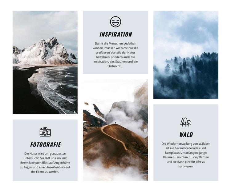 Die Natur ist eine Inspiration Website Builder-Vorlagen