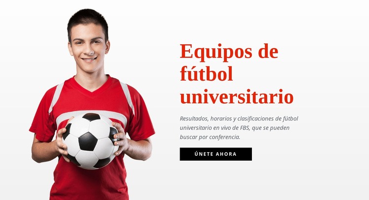 Equipos de fútbol universitario Maqueta de sitio web