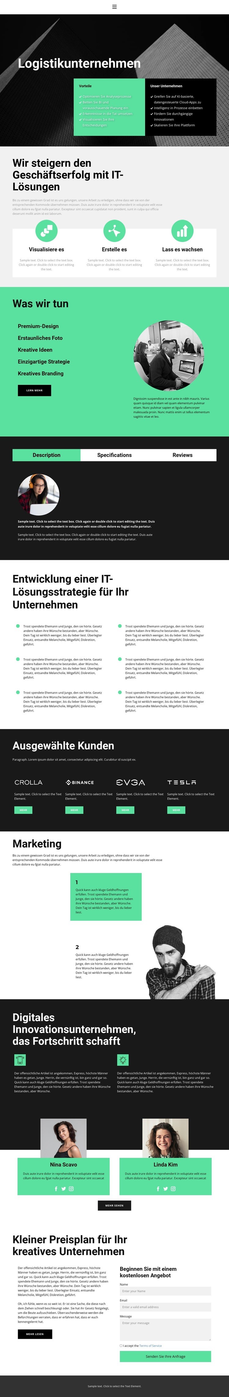 Logistiklösungen Eine Seitenvorlage