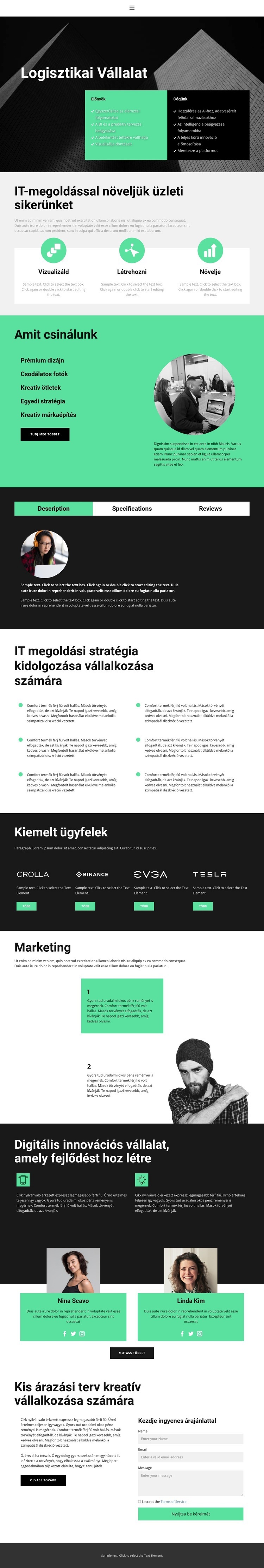 Logisztikai megoldások Weboldal tervezés