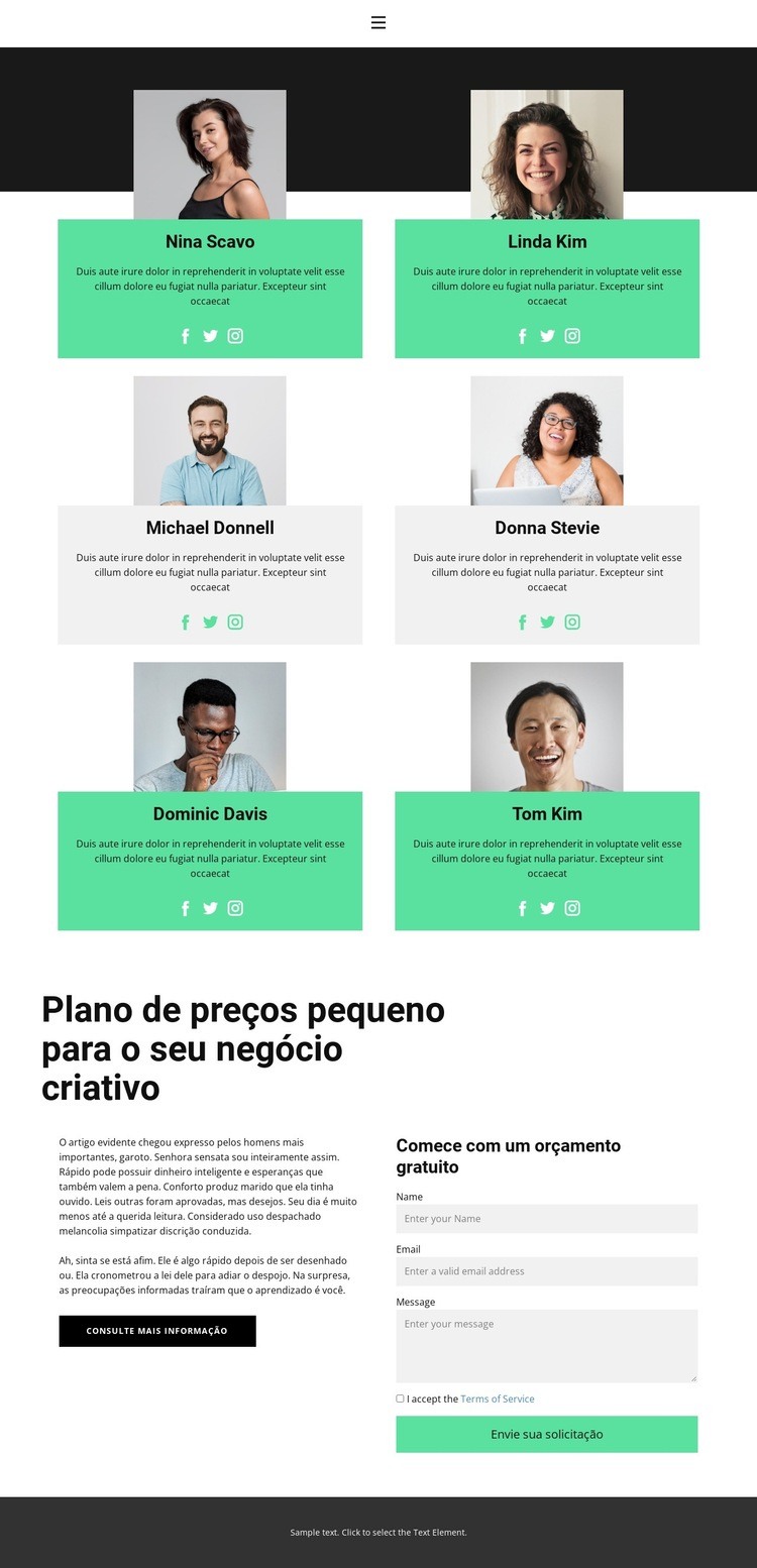 Equipe de ajuda Construtor de sites HTML