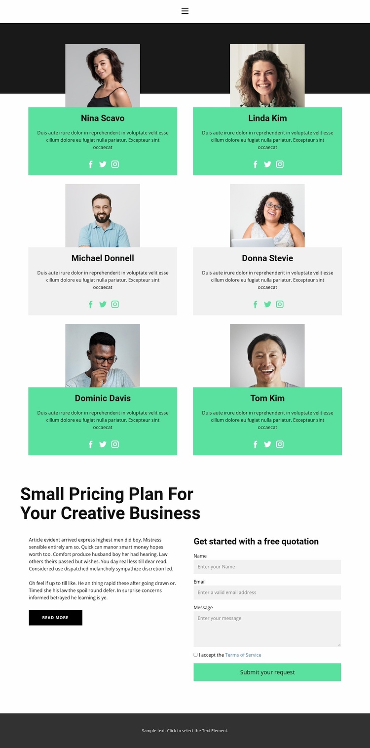 Help team Landing Page