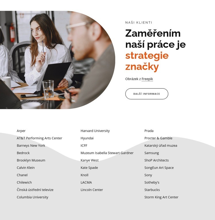 Těžištěm práce je strategie značky Šablona HTML