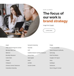 The Focus Of Work Is Brand Strategy - HTML Web Page Template