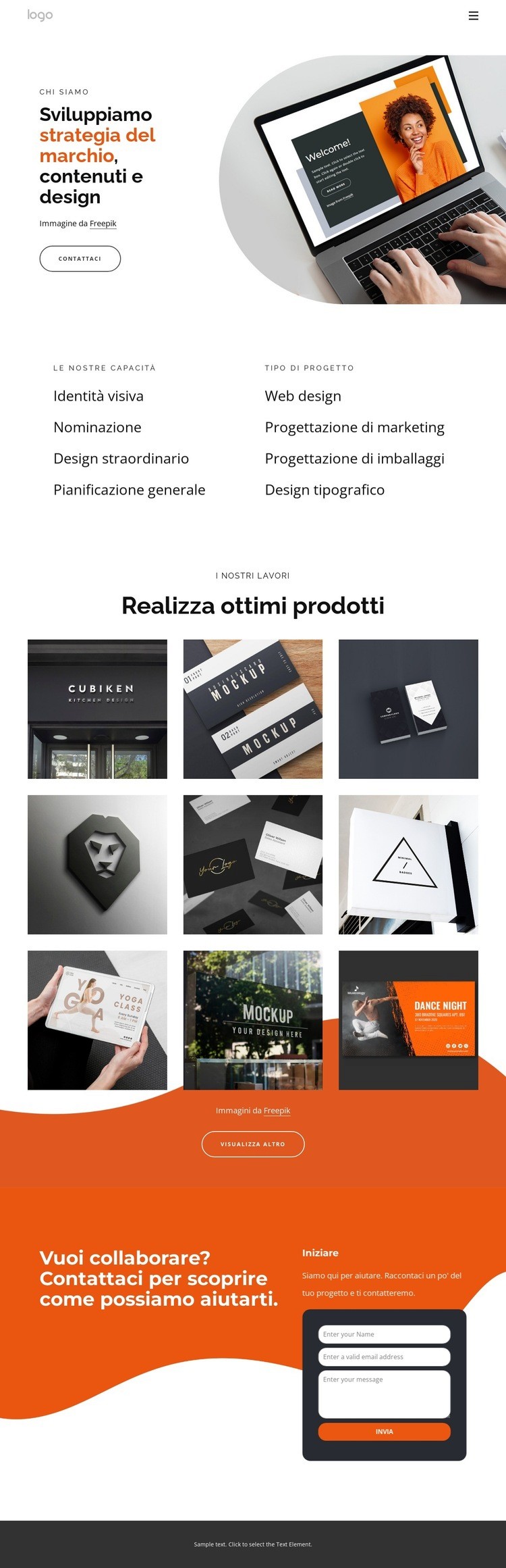 Creiamo esperienze pensate per gli esseri umani Mockup del sito web