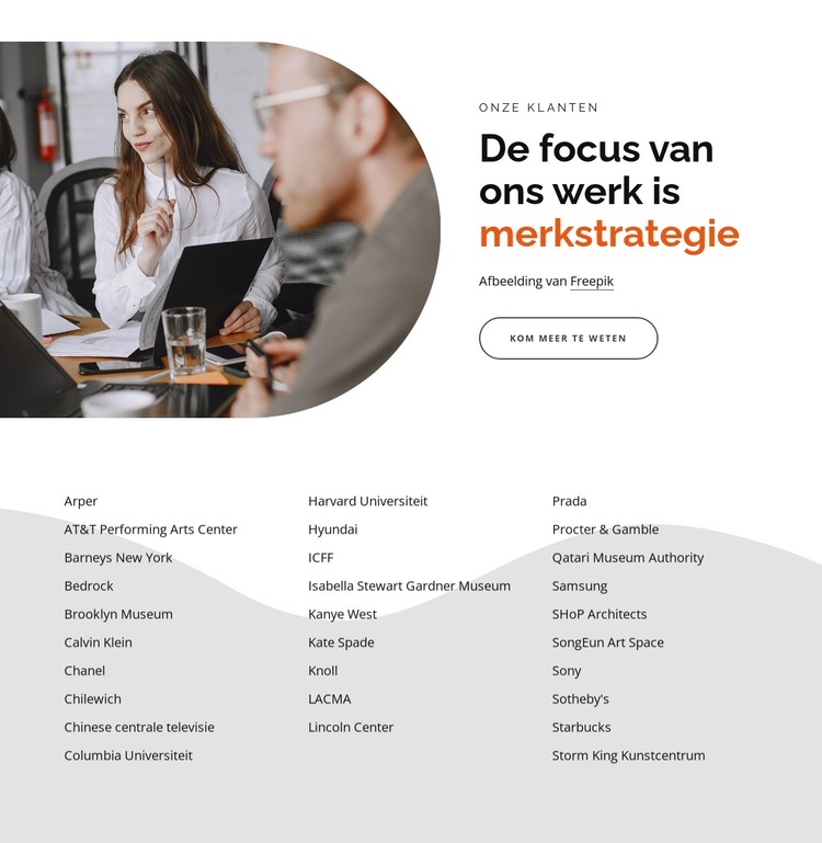 De focus van het werk is merkstrategie HTML-sjabloon