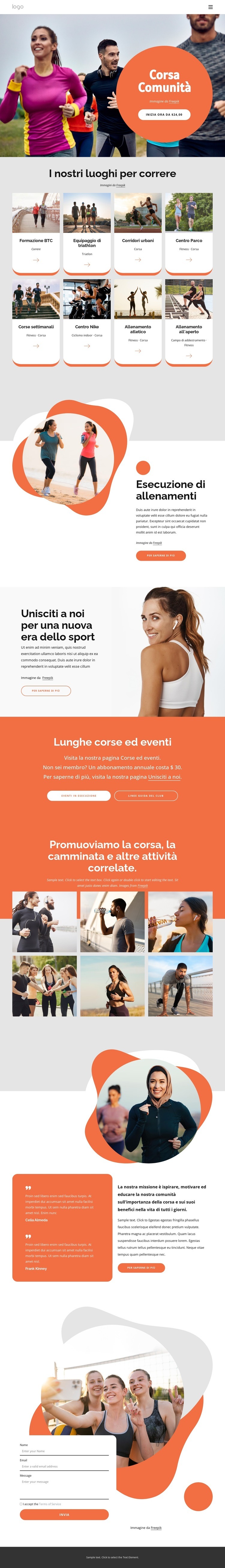 Informazioni sul club di corsa Costruttore di siti web HTML