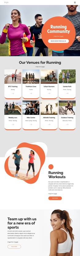 About Running Club One Page Template
