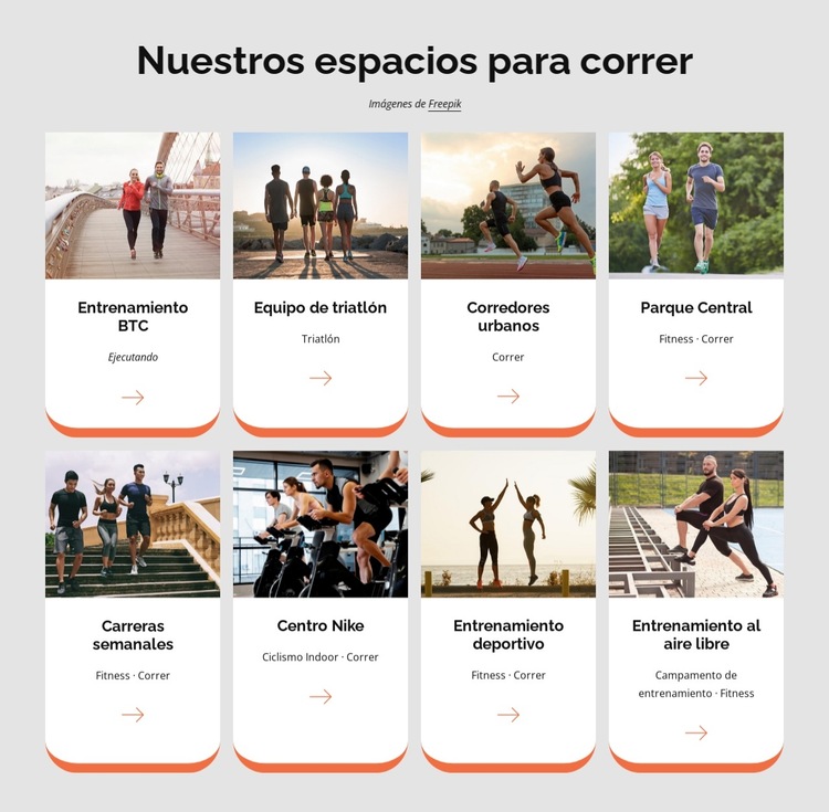 Nuestros espacios para correr Plantilla de sitio web