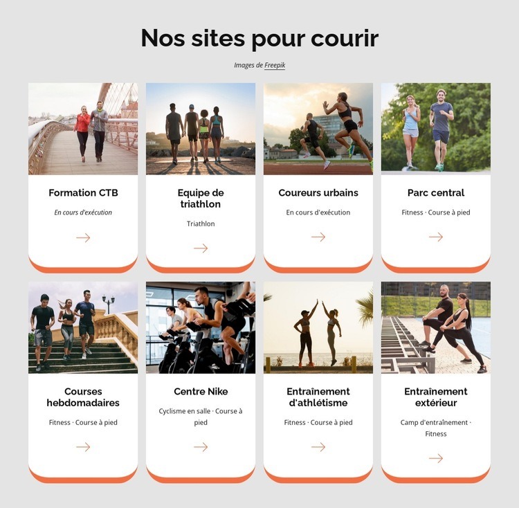 Nos sites pour courir Modèles de constructeur de sites Web