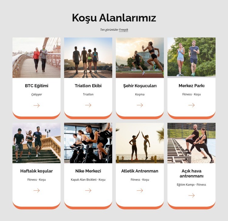 Koşu mekanlarımız Html Web Sitesi Oluşturucu