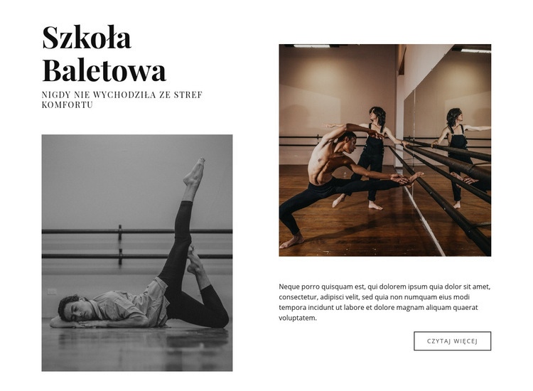 Klasyczna szkoła baletowa Makieta strony internetowej
