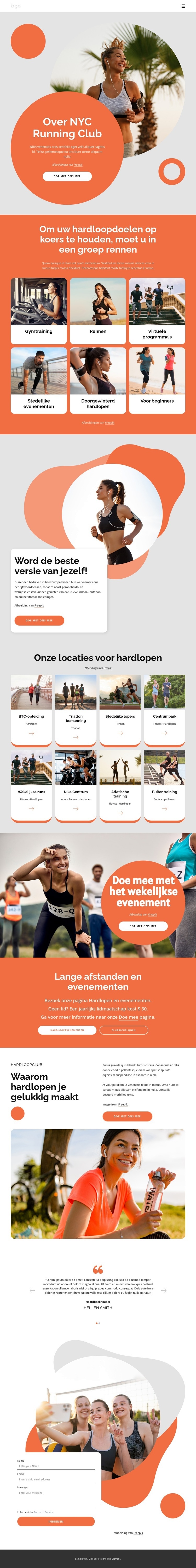 Hardlopen in een groep Website mockup