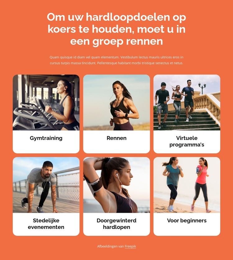 Hardlopen met andere mensen Website mockup