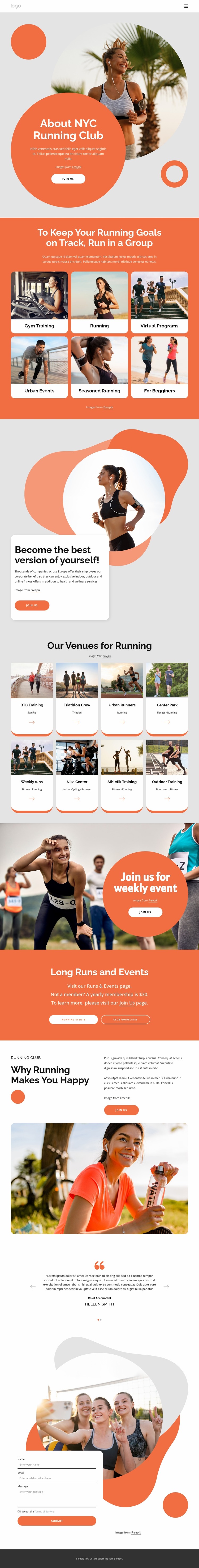 Run in a group Website Mockup