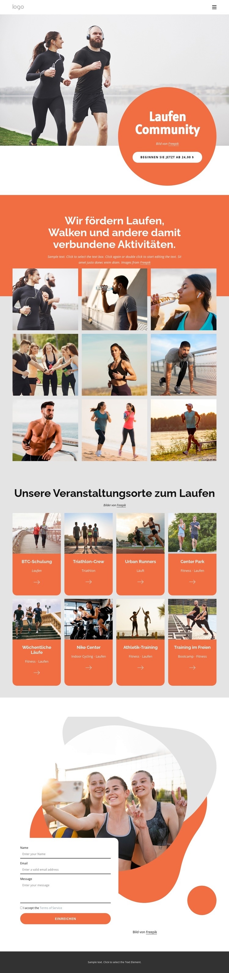 Laufclub Website-Modell