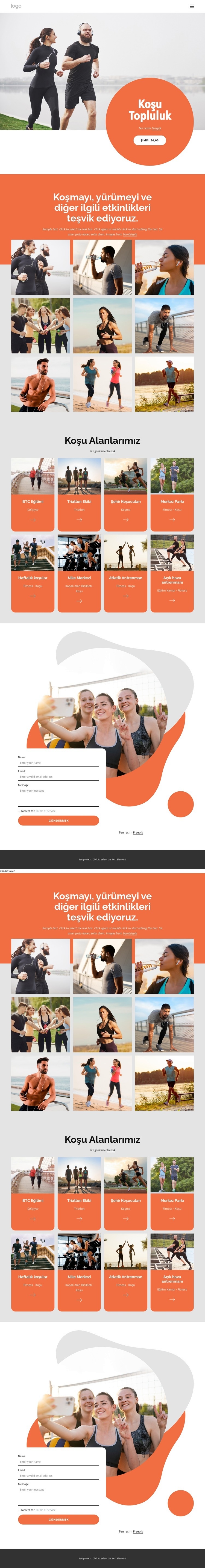 Koşu kulübü Açılış sayfası