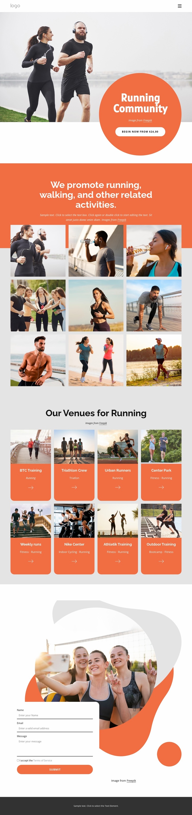 Running сlub Website Design