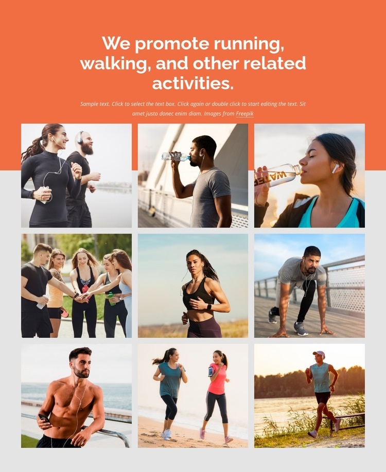 We promote running and walking Homepage Design
