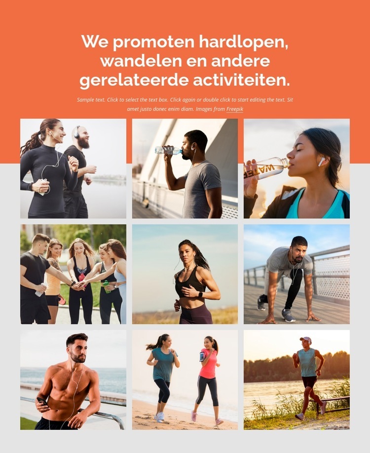 Wij promoten hardlopen en wandelen Bestemmingspagina