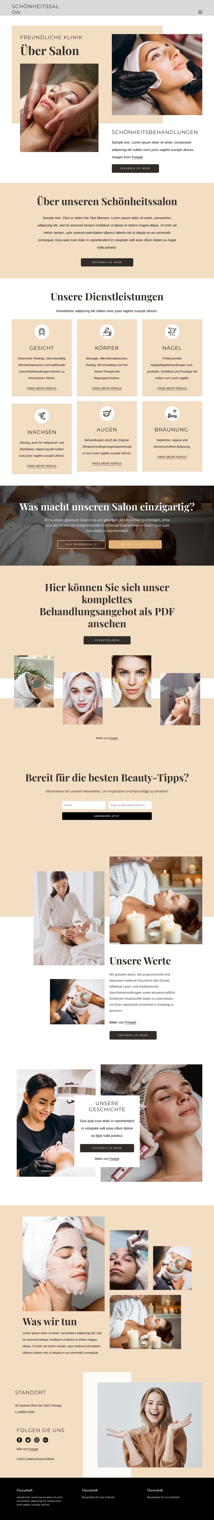Schönheits- und ästhetische Behandlungen Website design