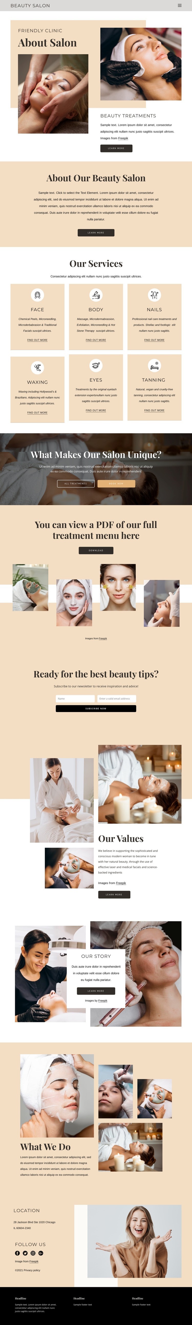 Beauty and aesthetic treatments Html Code Example