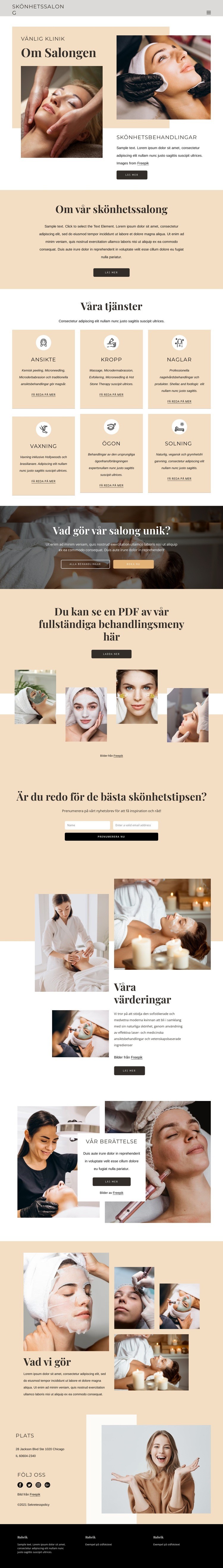 Skönhets- och estetiska behandlingar HTML-mall
