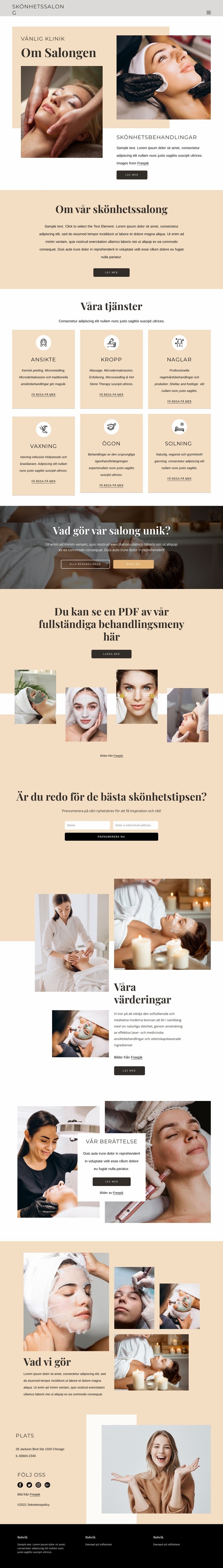 Skönhets- och estetiska behandlingar Webbplats mall
