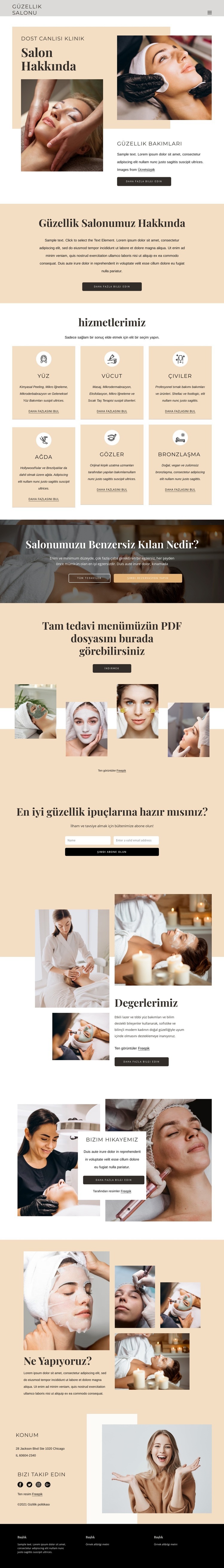 Güzellik ve estetik tedaviler Web sitesi tasarımı