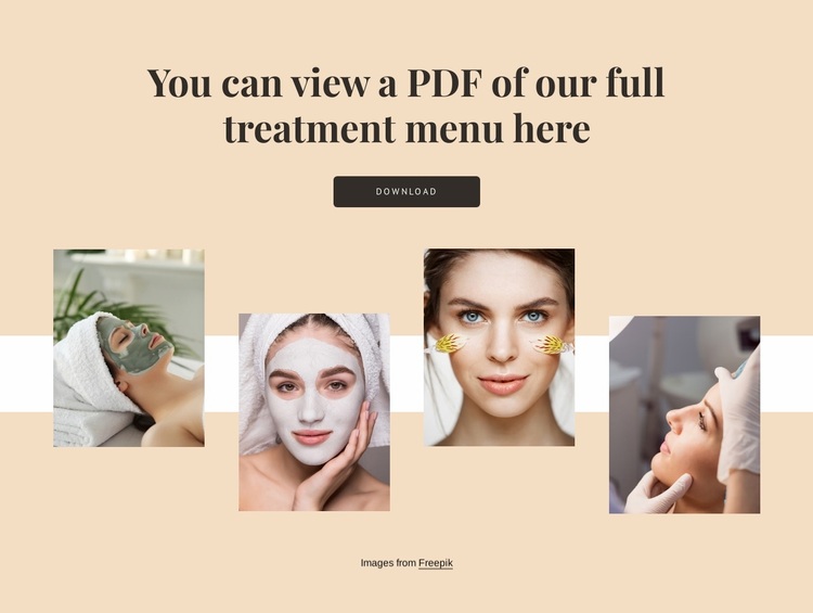 Full treatment menu Website Design