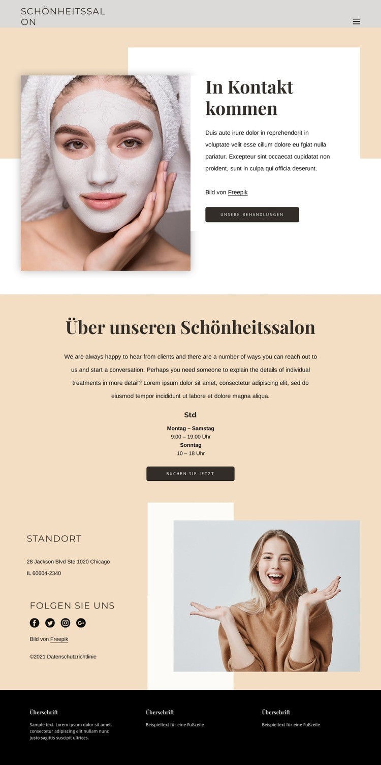 Wie man in ästhetische Behandlungen einsteigt Website Builder-Vorlagen