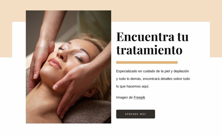 Lista de tratamientos de belleza Maqueta de sitio web