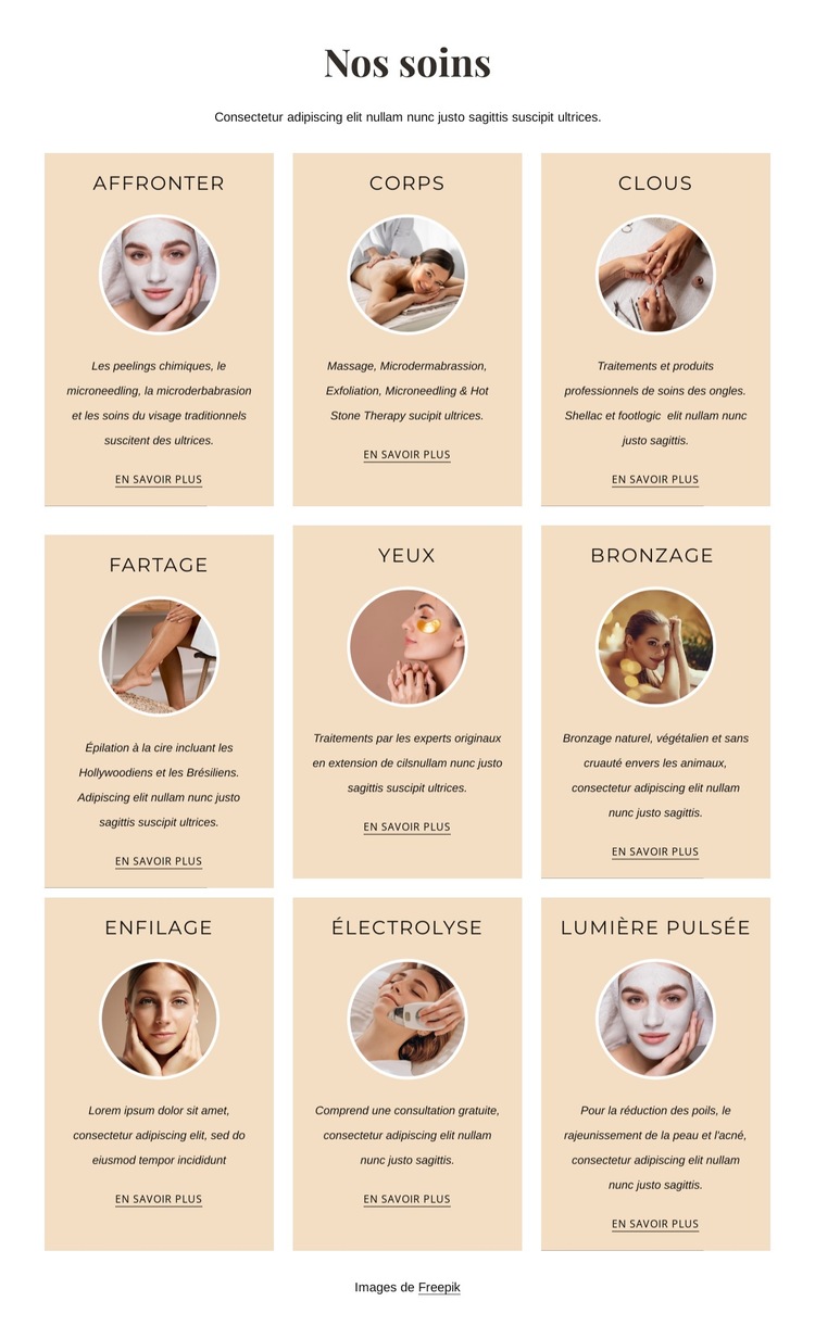 Soins de luxe Modèle de site Web