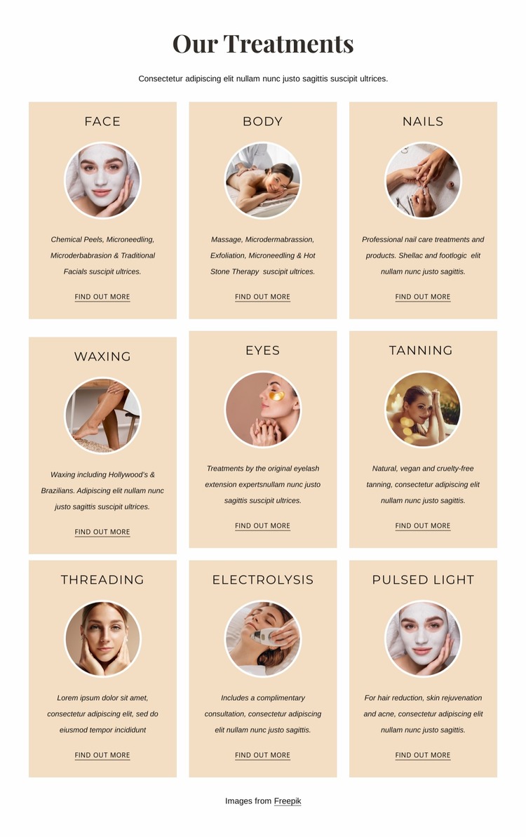 Luxury treatments Html Website Builder